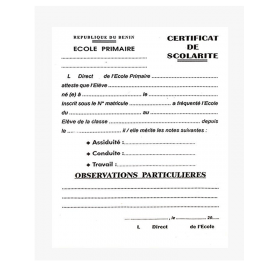 Certificat de scolarité primaire