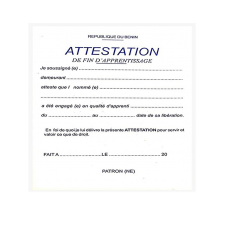 Attestation de fin d'apprentissage